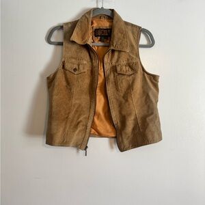 Vintage Studio Tan Suede Leather Zip-Up Vest